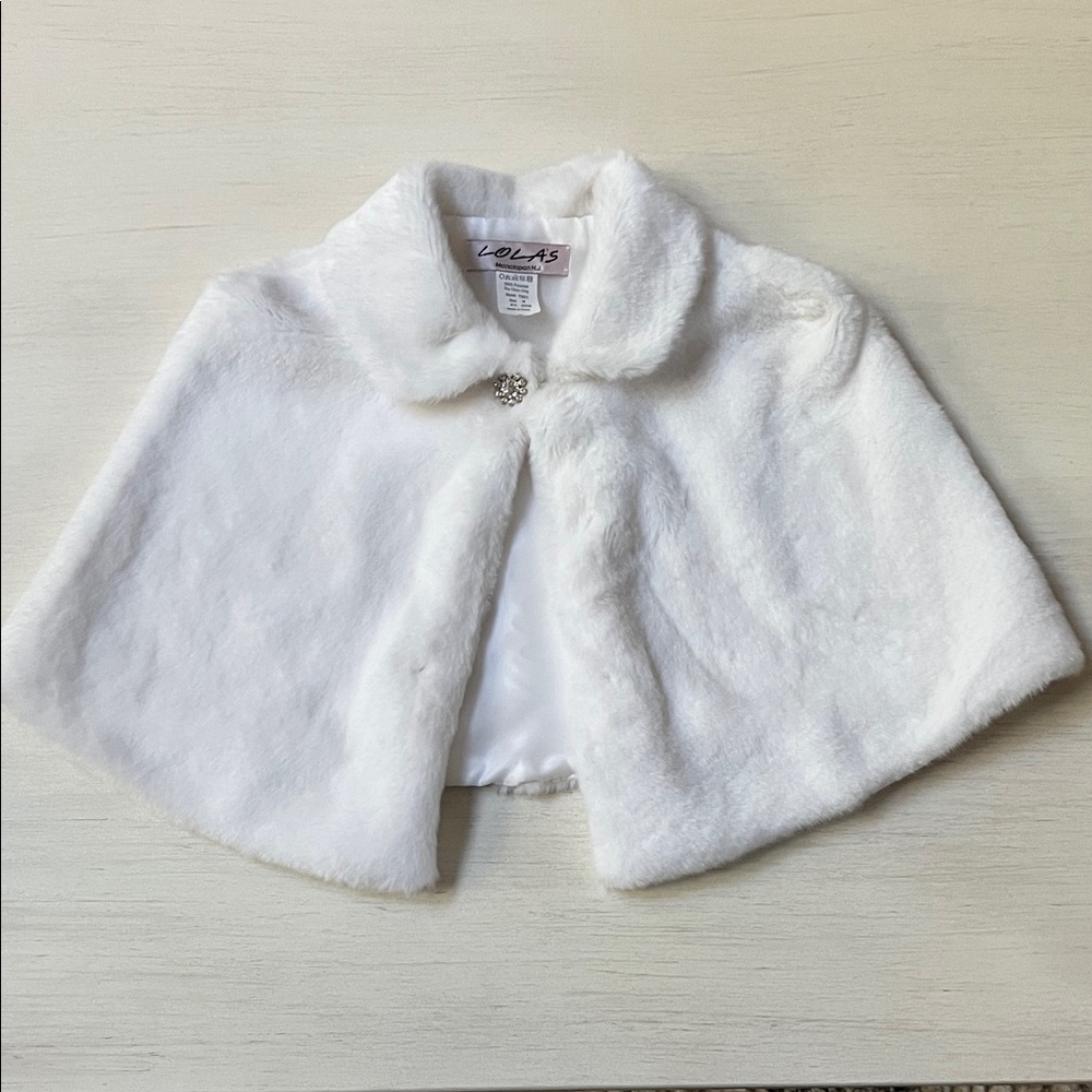 Lola Kids Ivory Faux Fur Cape